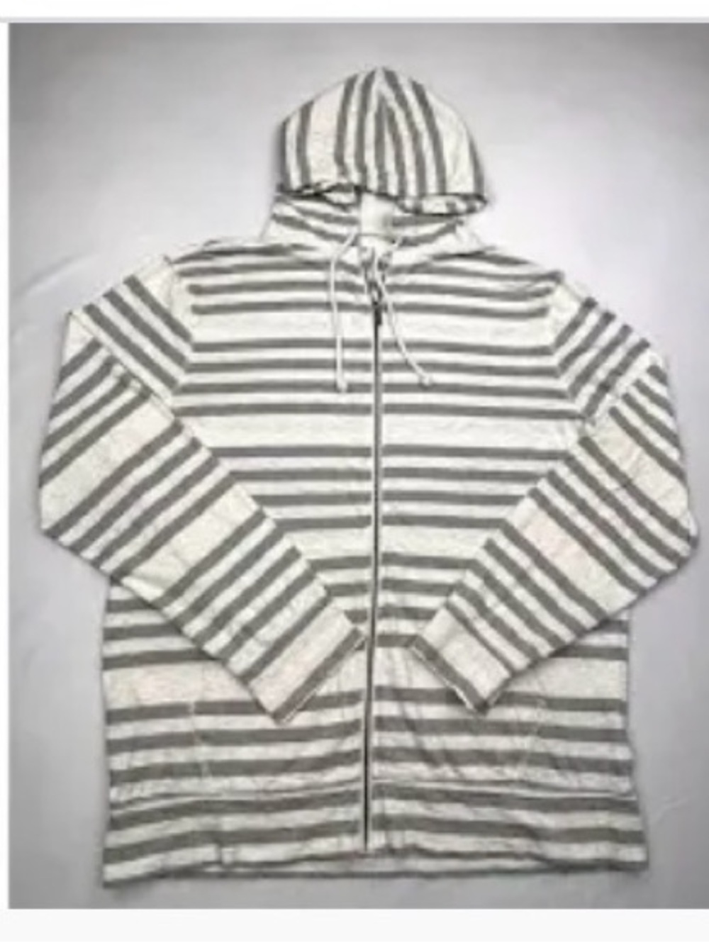 GAP Gray and White Striped Lightweight Zip-Up Hoodie